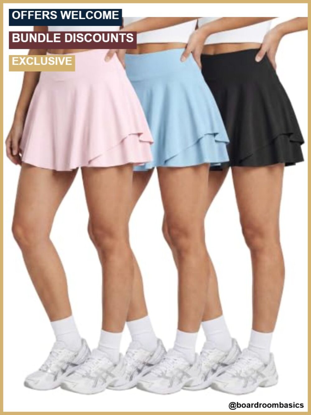 3 Pack Women's Skorts Athletic Tennis Golf Flowy Skirt Mini Shorts Pockets